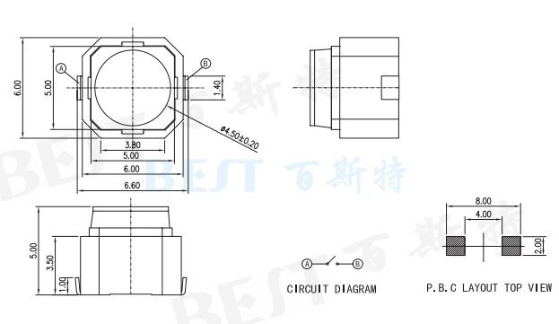 輕觸開關6*6_TS-0603_參考圖紙